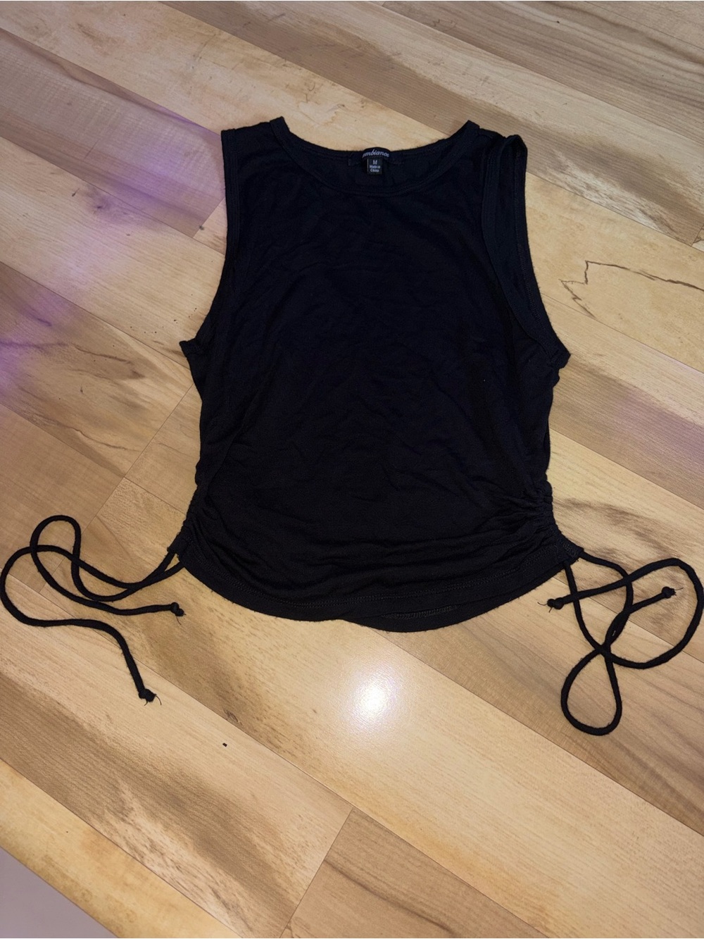 love J Black Sleeveless Side-Drawstring Tank